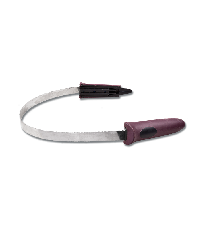 Sweat scraper with purple handle on a white background