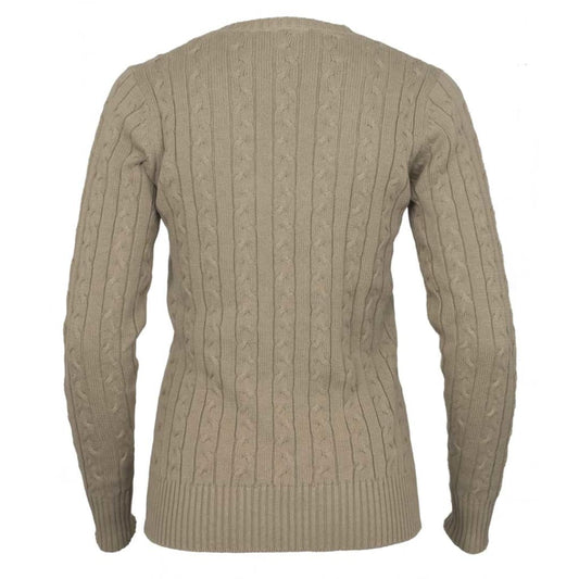 Boomerang Equestrian - Toggi Ladies Clarksburg V Neck Cable Knitted Jumper Birch