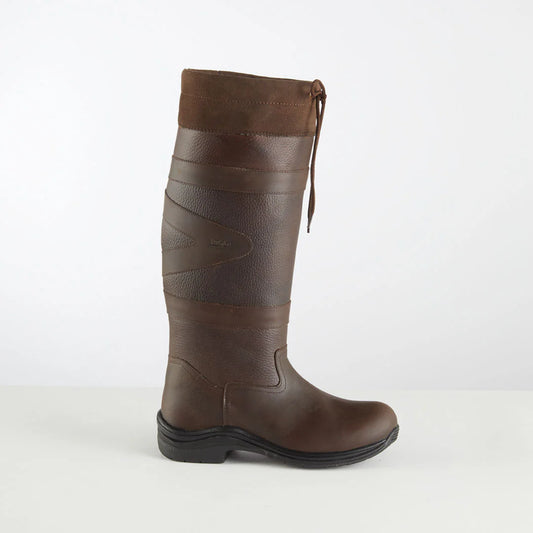 Brown country boot on a white background