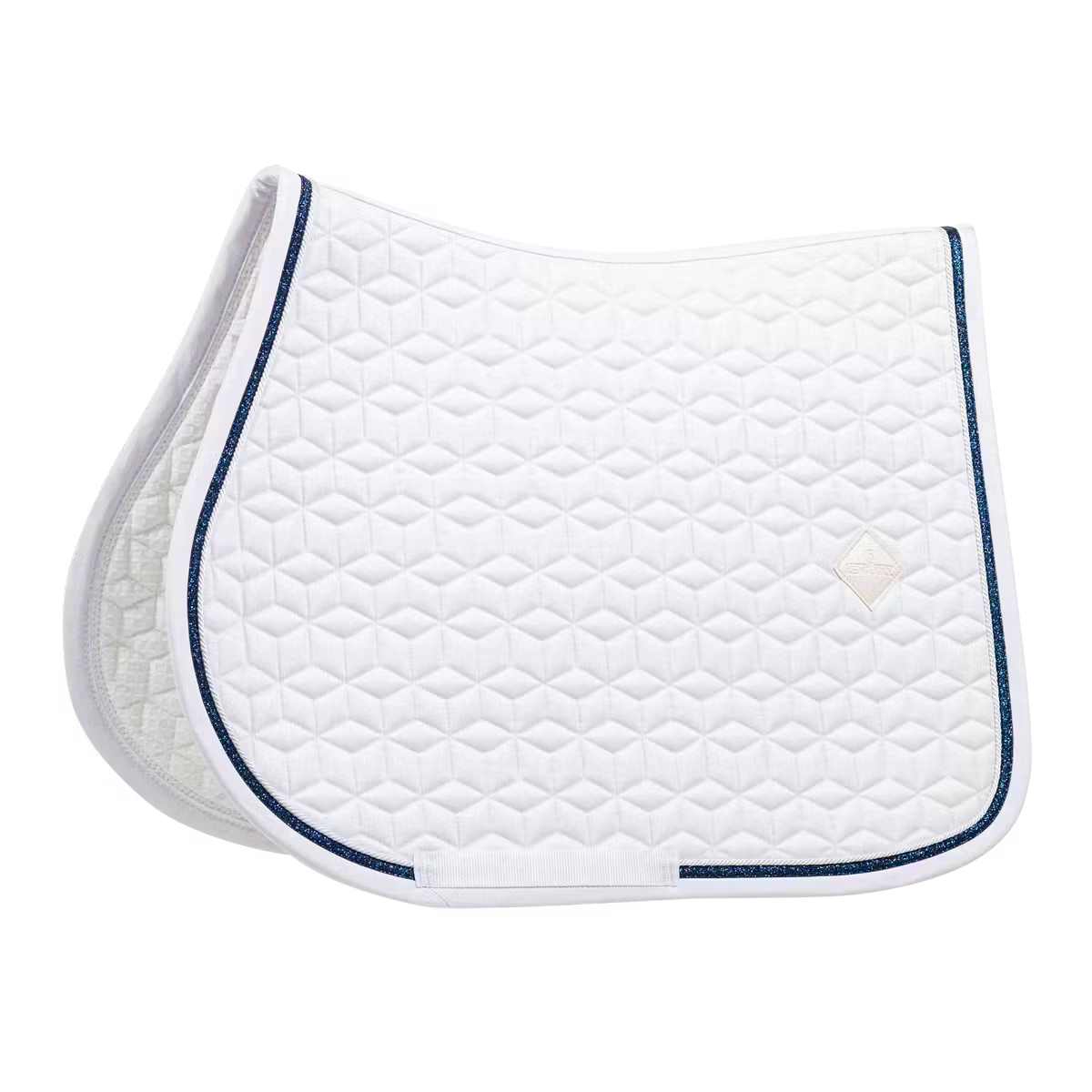 White saddle pad on a plain background