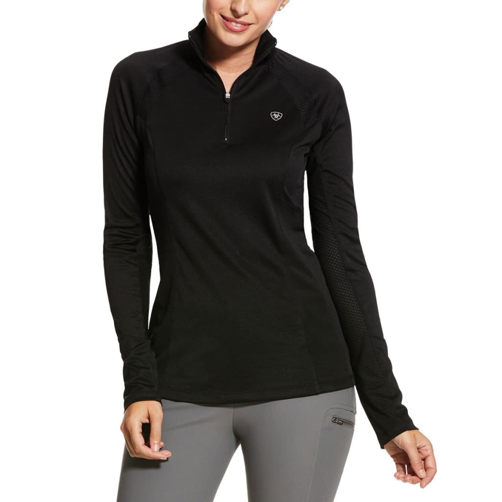 Boomerang Equestrian - Ariat Ladies Sunstopper 2.0 Quarter Zip Baselayer Black