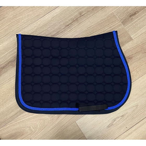 Equiline Octagon Saddle Pad Navy Customised With 2 Blue Cords - PONY - Saddle Pad