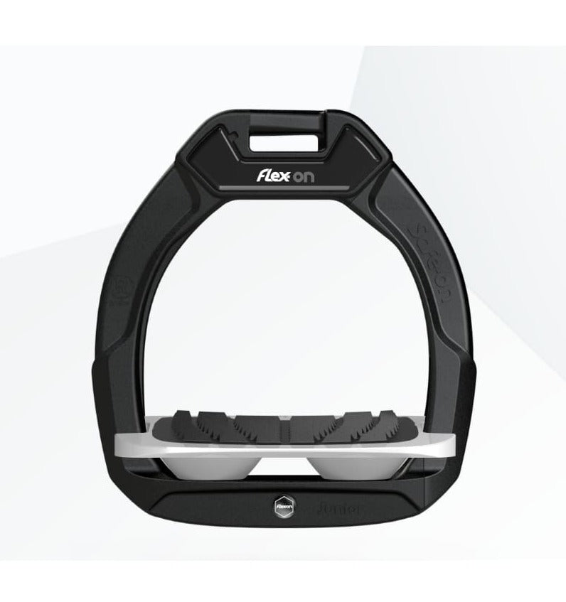Boomerang Equestrian - Flex On Safe On Junior Stirrup Black Frame/Black Tread/Grey Springs