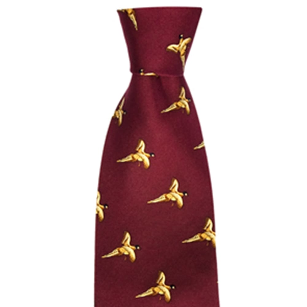 Boomerang Equestrian - Hoggs Of Fife Silk Country Tie Wine Flying Birds