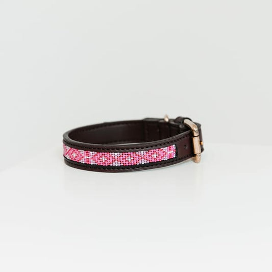 Boomerang Equestrian - Kentucky Dog Collar Handmade Pearls Pink