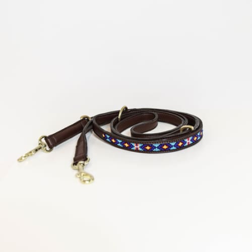 Boomerang Equestrian - Kentucky Dog Lead Handmade Pearls Blue