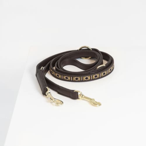Boomerang Equestrian - Kentucky Dog Lead Handmade Pearls Gold