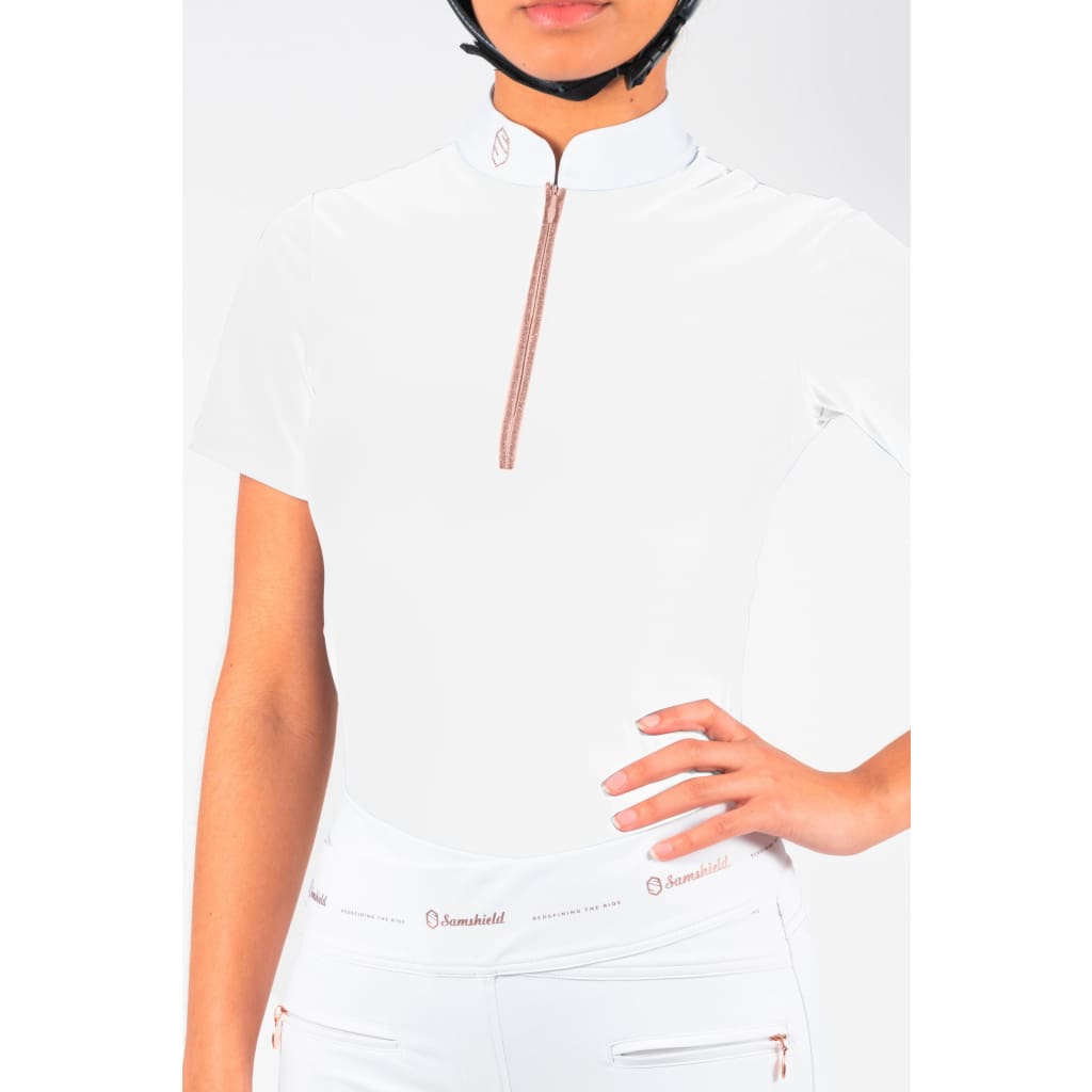 Boomerang Equestrian - Samshield Ladies Short Sleeved Competition Shirt Aloise White/Rose