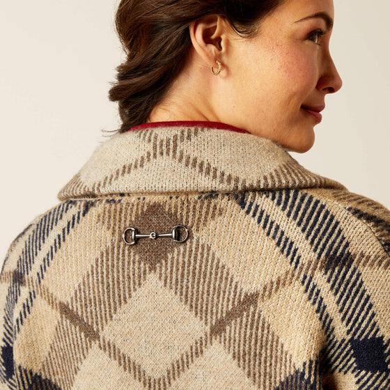 Ariat Ladies Ballston Cardigan Oatmeal Plaid