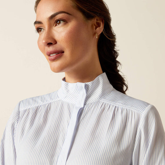 Ariat Ladies Charolais Long Sleeved Blouse Blue Pinstripe