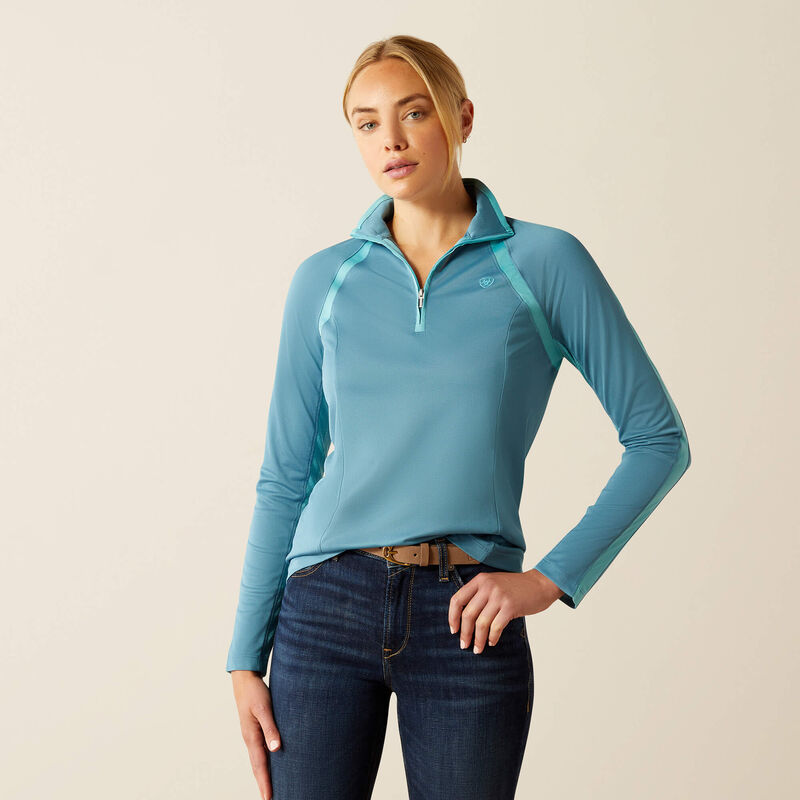 Boomerang Equestrian - Ariat Ladies 1/4 Zip 3.0 Sunstopper Storm Blue