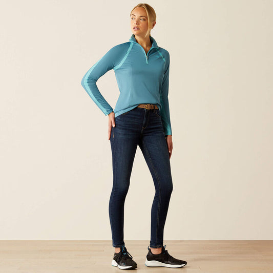 Boomerang Equestrian - Ariat Ladies 1/4 Zip 3.0 Sunstopper Storm Blue