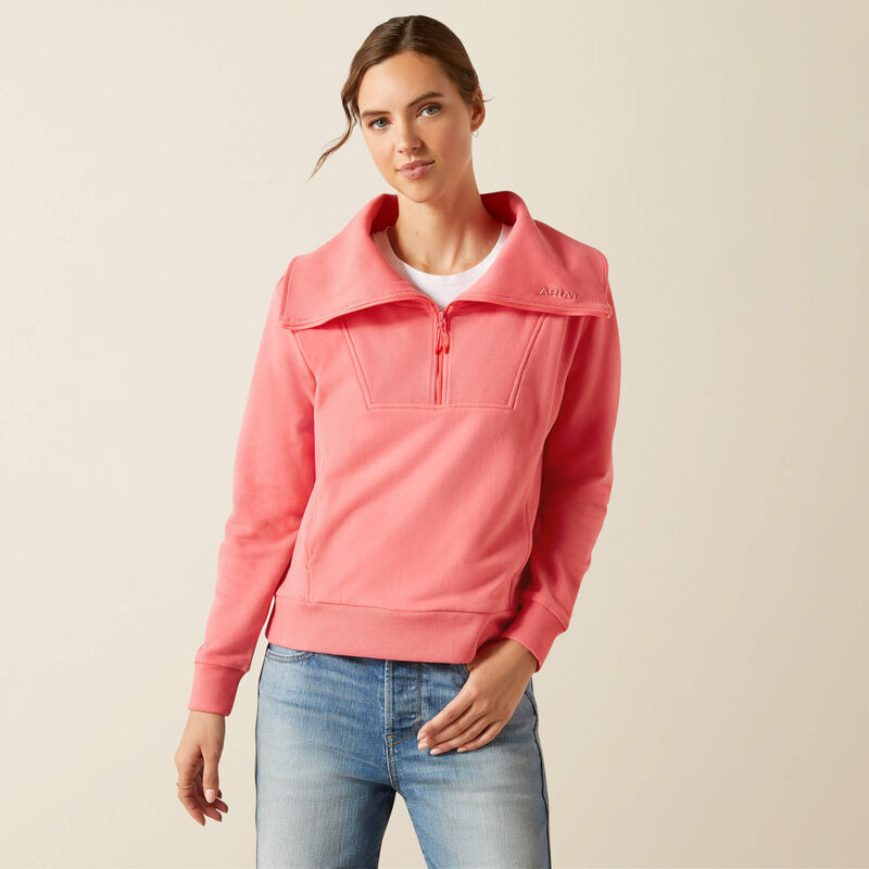 Boomerang Equestrian - Ariat Ladies Fern 1/2 Zip Sweatshirt Coral Paradise
