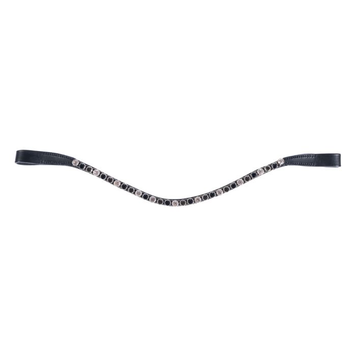 Boomerang Equestrian - HKM Browband Precious Black Leather Black/Grey/White Crystals