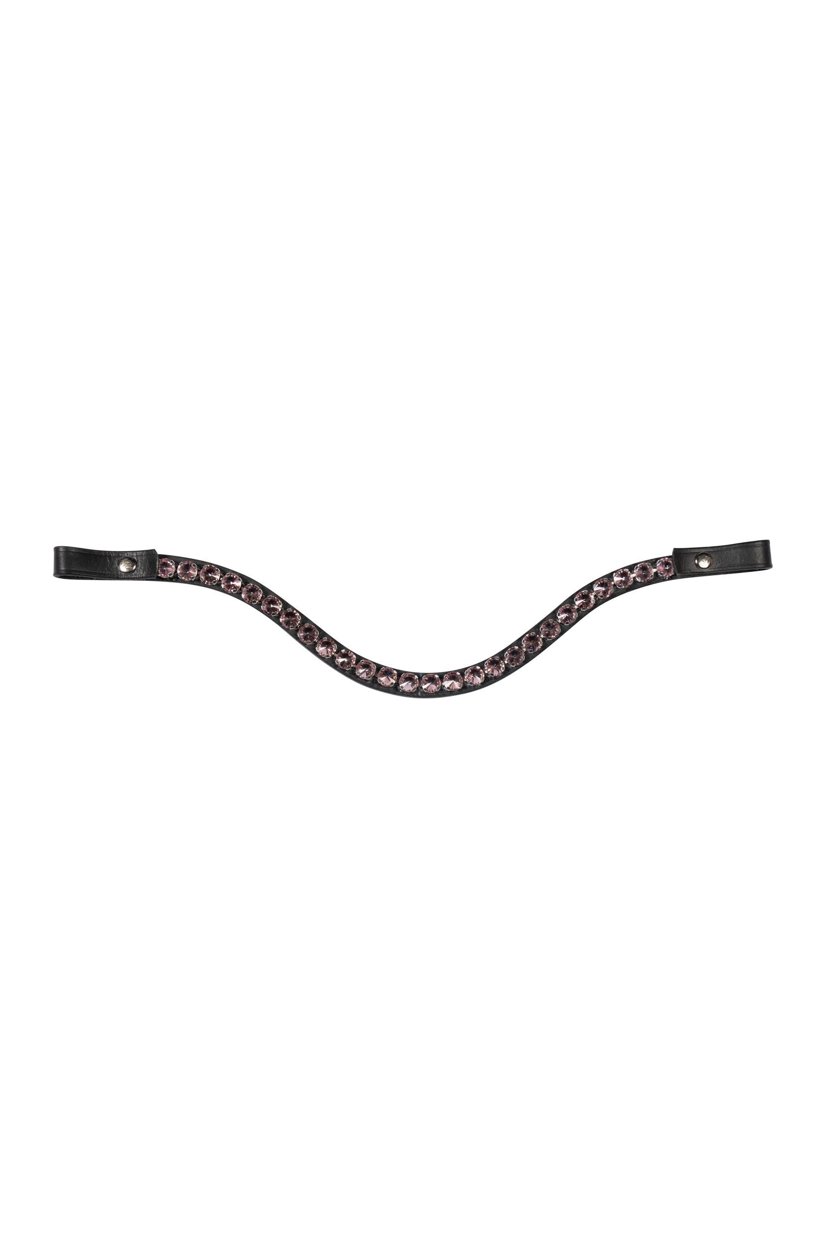 Boomerang Equestrian - HKM Browband Black Leather Cherry Antique Pink