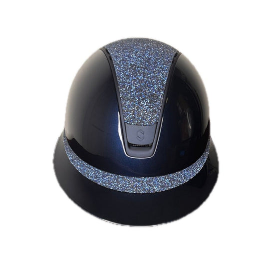 Boomerang Equestrian - Samshield Miss Shield V2 2.0 Glossy Navy Helmet Crystal Fabric Blue Top & Frontal Band, Matt Trim