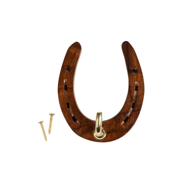 HKM Horseshoe Hook Wood & Brass
