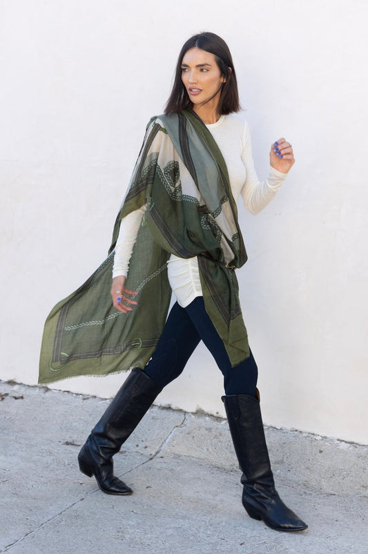 Adamsbro Cashmere Scarf Horse Green