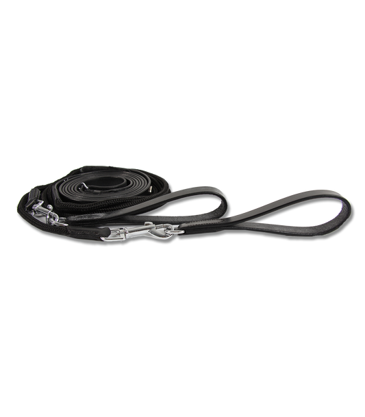 Boomerang Equestrian - Waldhausen Leather/Nylon Draw Reins Black