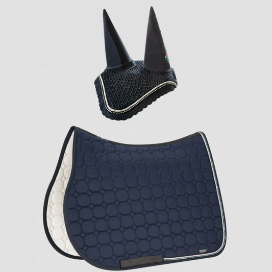 Combiset Rio Jumping Saddle Pad & Fly Hood - Navy