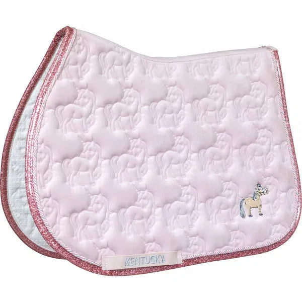 Kentucky Saddle Pad Jumping Unicorn Head Glitter Soft Rose