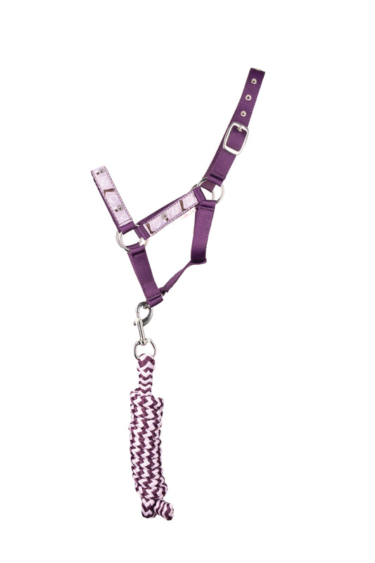 Boomerang Equestrian - Giddy Up Gymkhana Headcollar & Leadrope Purple Pony