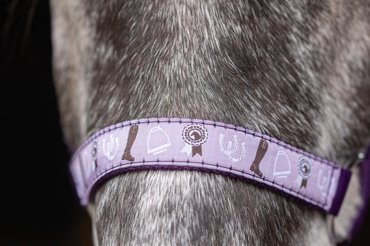 Boomerang Equestrian - Giddy Up Gymkhana Headcollar & Leadrope Purple Pony