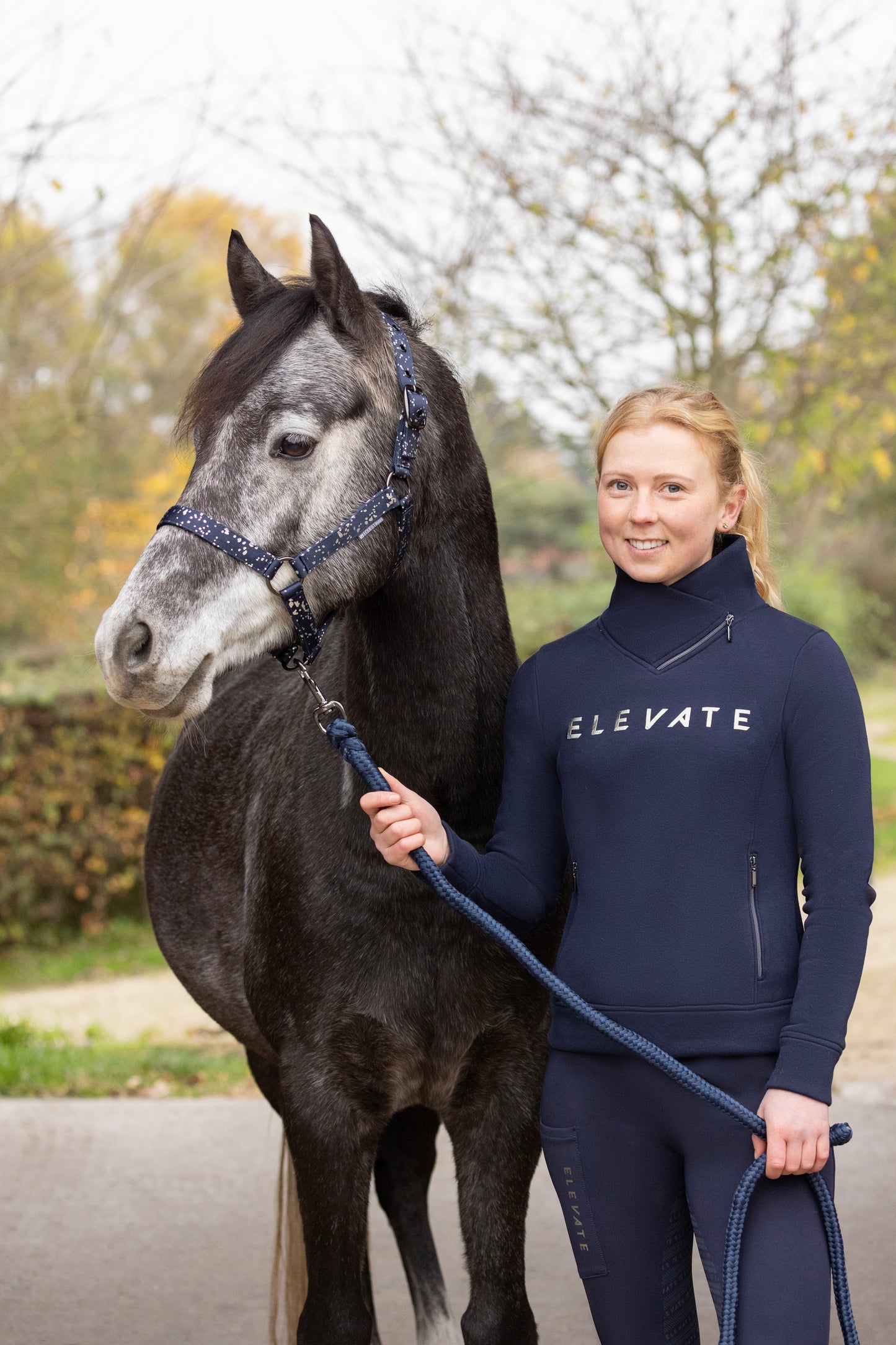 Boomerang Equestrian - HY Elevate Allure Headcollar & Leadrope Navy