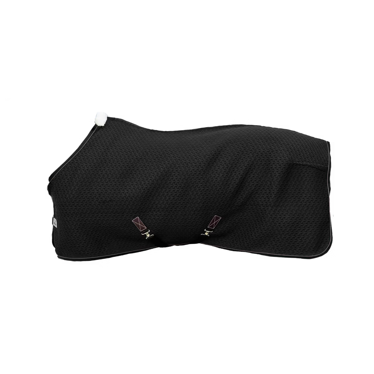 Black horse blanket with grommets on a white background