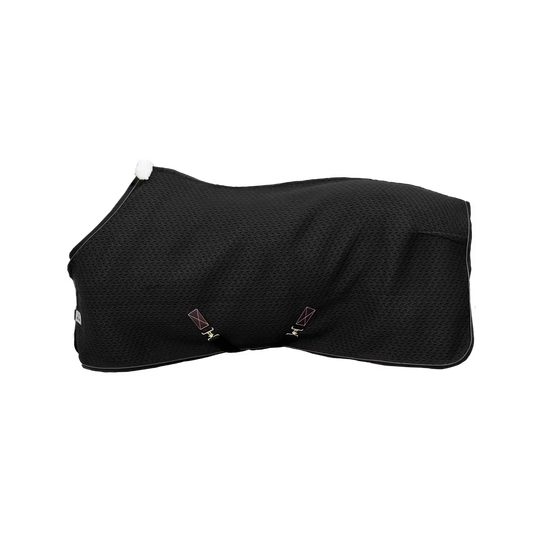 Black horse blanket with grommets on a white background