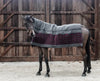 Kentucky Heavy Fleece Rug Square Fishbone Grey/Bordeaux