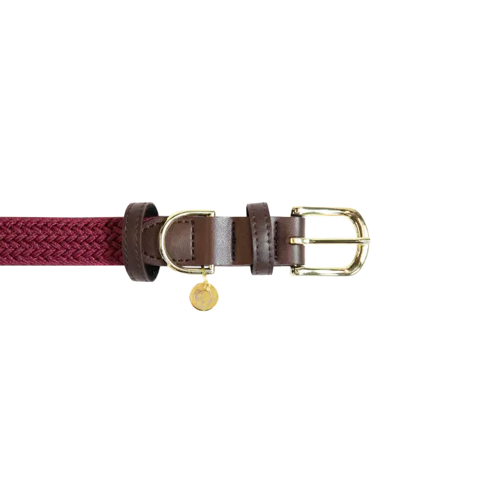 Kentucky Plaited Nylon Dog Collar Bordeaux