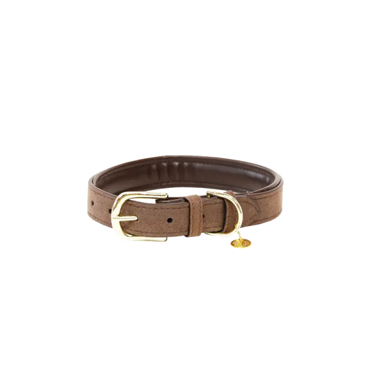 Kentucky Dog Collar Velvet Leather Brown