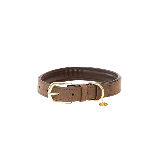 Kentucky Dog Collar Velvet Leather Brown
