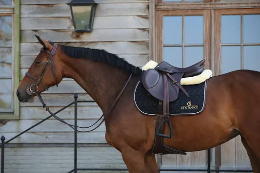 Boomerang Equestrian - Kentucky Natural Sheepskin Anatomical Half Pad Black