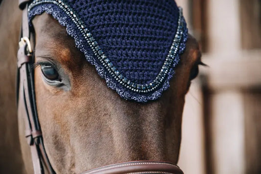 Boomerang Equestrian - Kentucky Fly Veil Long Stone & Pearl Navy