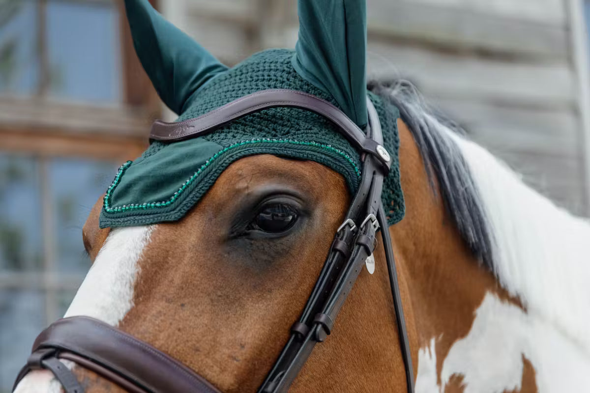 Kentucky Fly Veil Wellington Velvet Pearls Pine Green