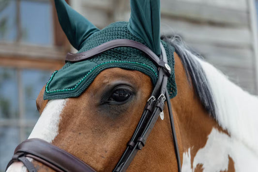 Kentucky Fly Veil Wellington Velvet Pearls Pine Green
