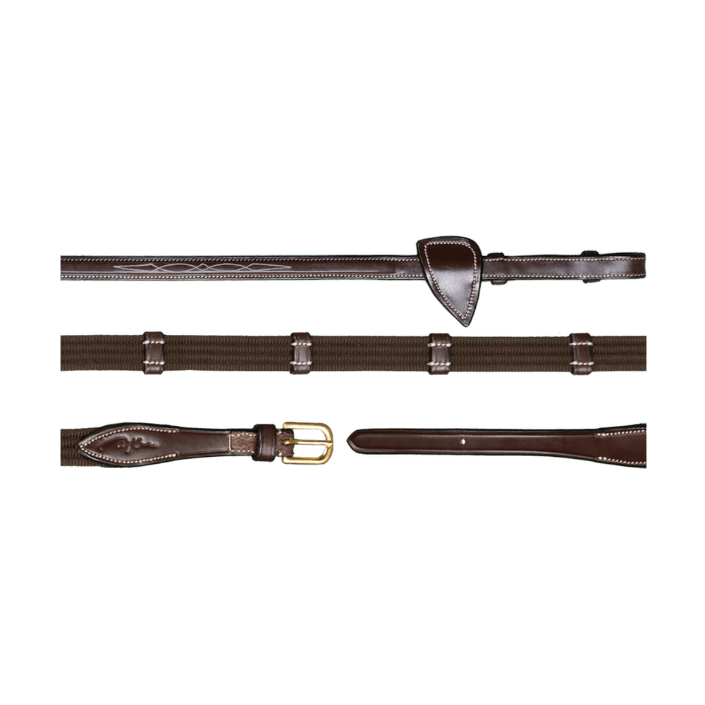 5/8" Web Reins With 9 Leather Loops | Dy'on | — Image 2