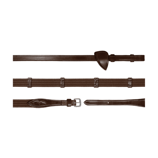 5/8" Web Reins With 9 Leather Loops | Dy'on | — Image 2