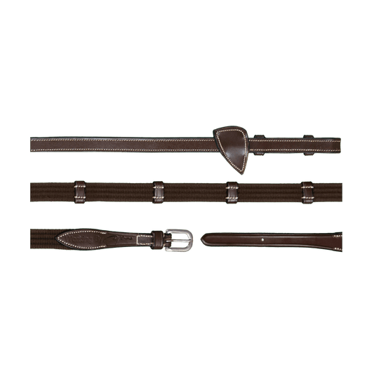 5/8" Web Reins With 9 Leather Loops | Dy'on | — Image 2