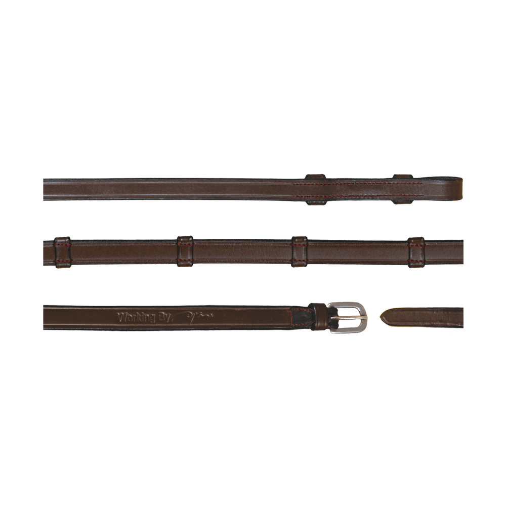 5/8" Full Leather Double Bridle Reins With 7 Leather Loops | Dy'on | — Image 2