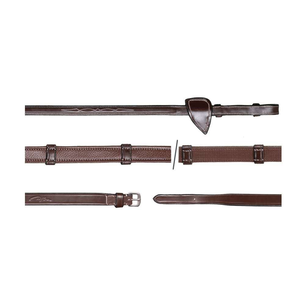 5/8" Hunter Reins With 7 Leather Loops  | Dy'on | — Image 2