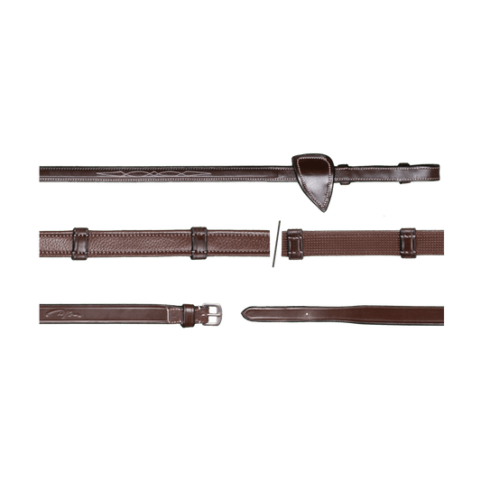 5/8" Hunter Reins With 7 Leather Loops  | Dy'on | — Image 2