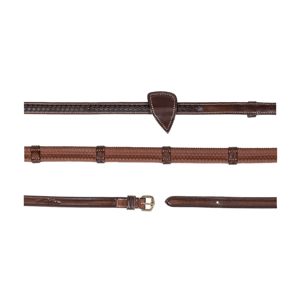 1/2" Rubber Reins with 7 leather loops and plaited finish |  | — Image 3