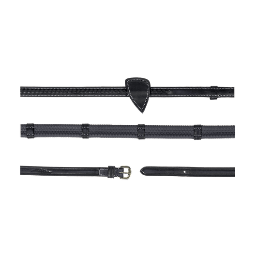 1/2" Rubber Reins with 7 leather loops and plaited finish |  | — Image 2