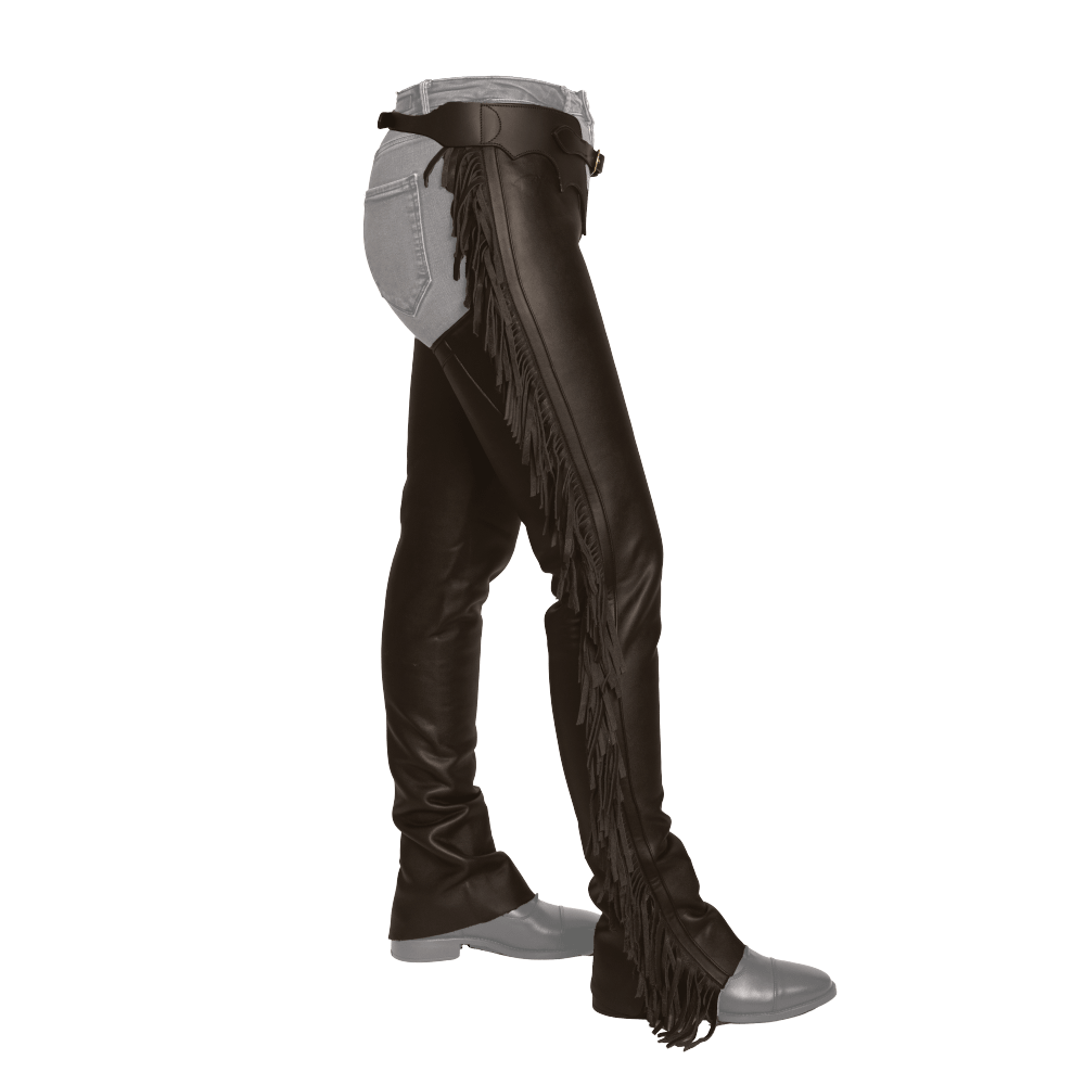 Long Artificial Leather Chaps With Fringes | Dy'on | Unique selling points cannot be determined due to insufficient product attribute details. — Image 2