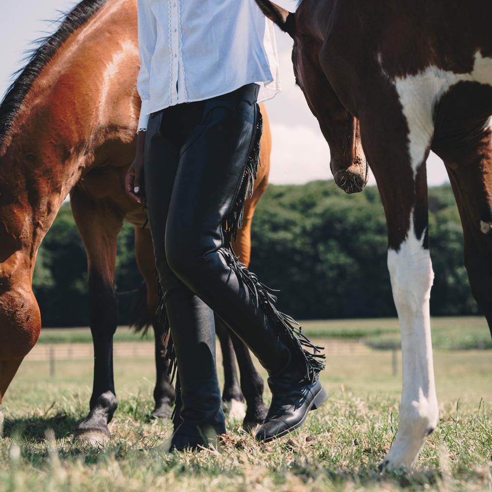 Long Artificial Leather Chaps With Fringes | Dy'on | Unique selling points cannot be determined due to insufficient product attribute details. — Image 9