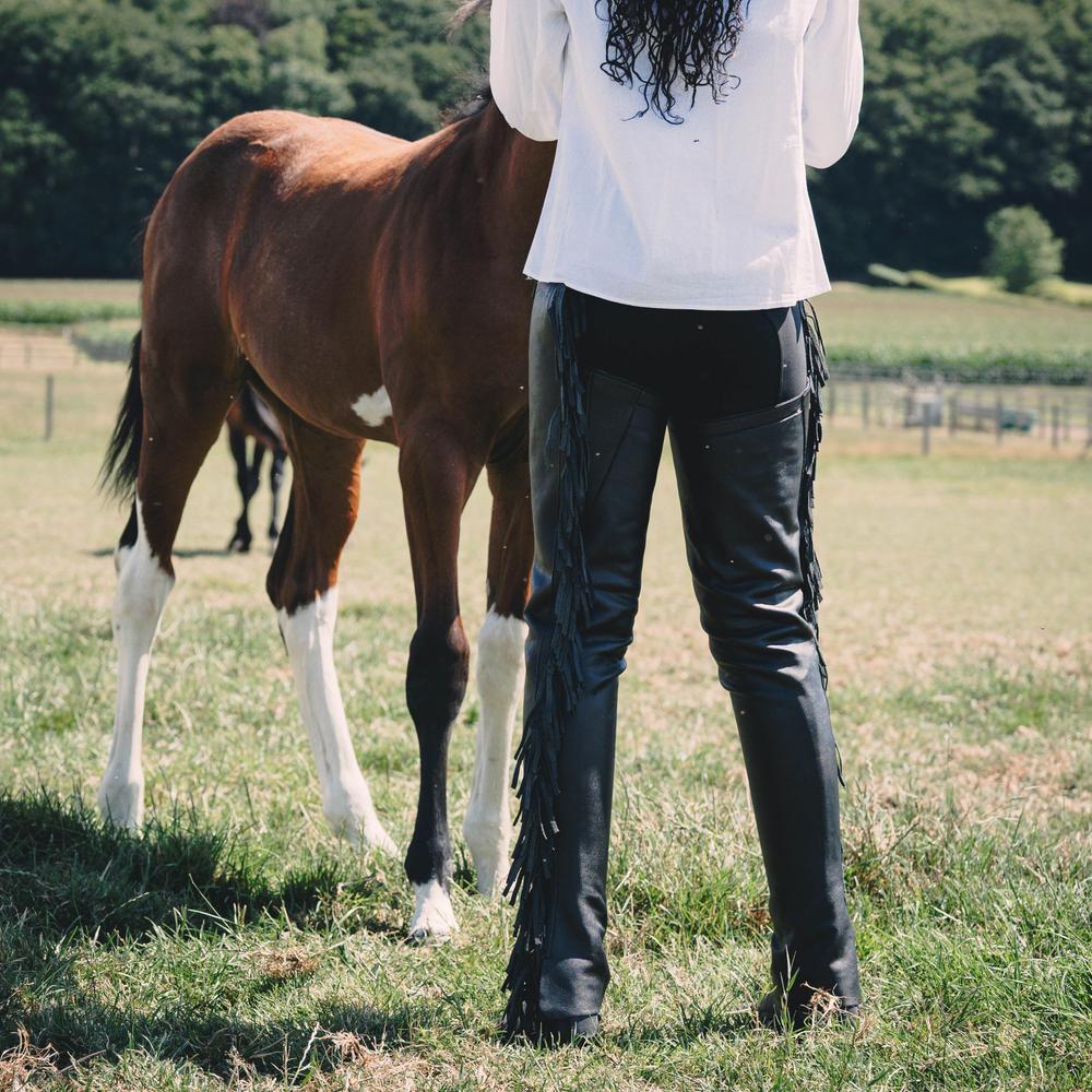Long Artificial Leather Chaps With Fringes | Dy'on | Unique selling points cannot be determined due to insufficient product attribute details. — Image 8