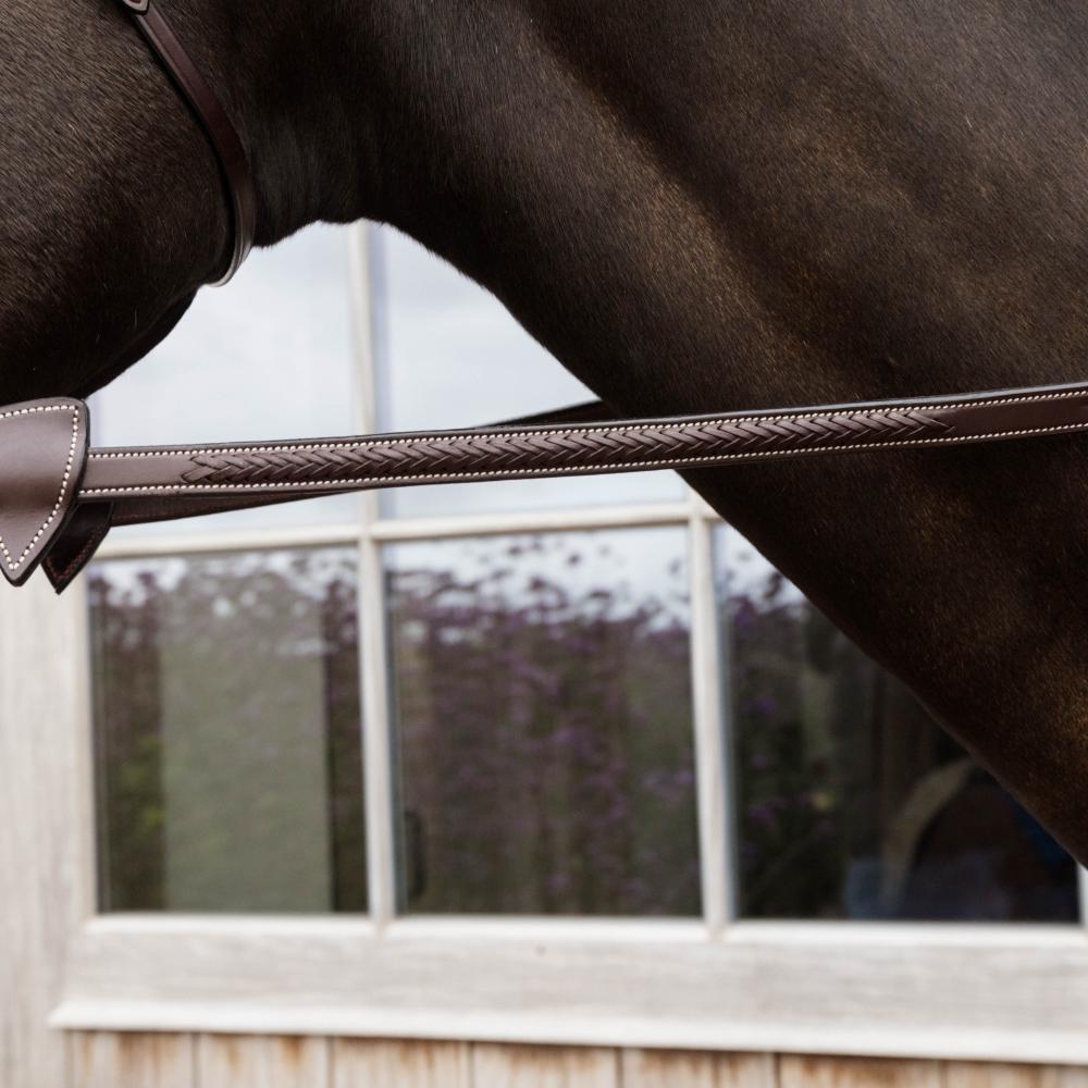 1/2" Rubber Reins with 7 leather loops and plaited finish |  | — Image 4